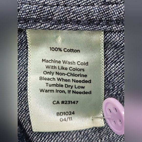 Talbots Womens Denim Button Up Shirt Petite 18W Collared Long Sleeves - Picture 7 of 8